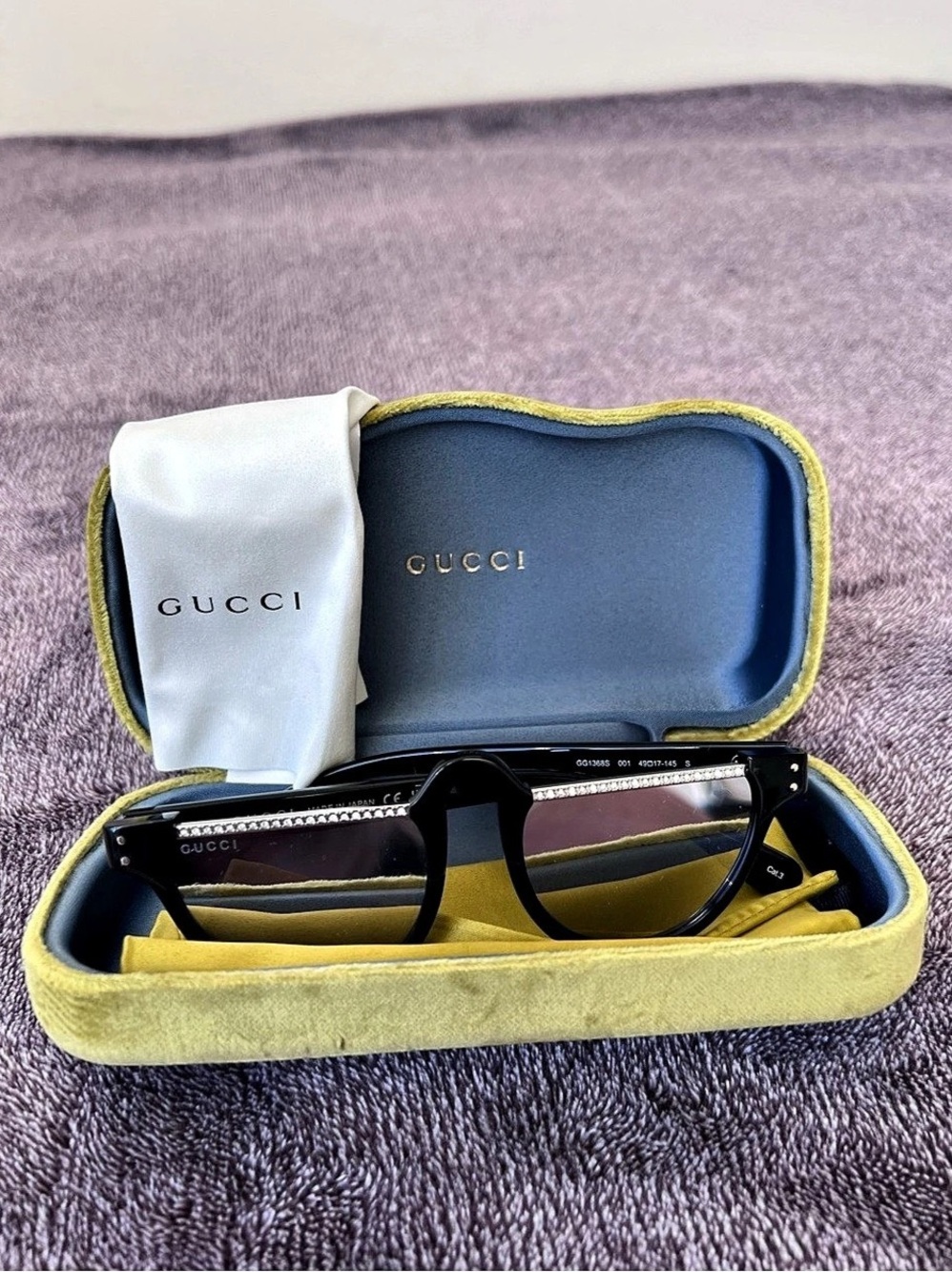 Gucci Runway GG1365S Black Crystal Accent novelty Sunglasses